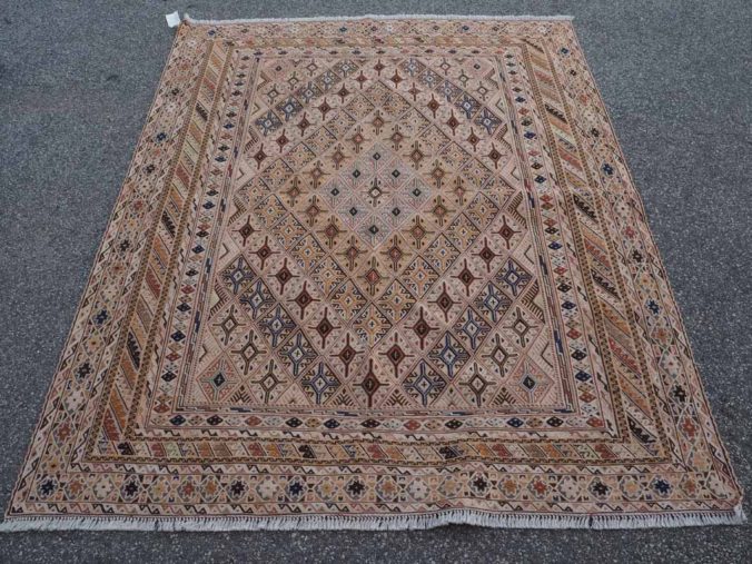 Finely Knotted Soumac, Warped wrapped kilim & pile carpet. Afghani Mushwani from Herat