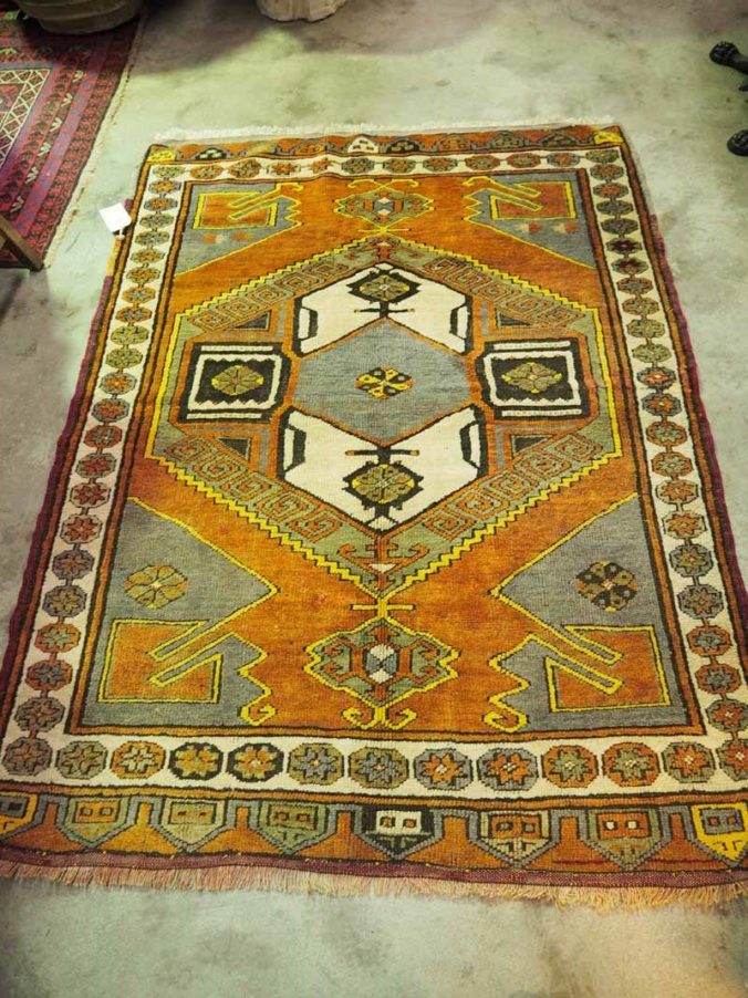 Finely knotted wool on wool Turkish carpet from Konya Karapinar. Approximately 100 years old