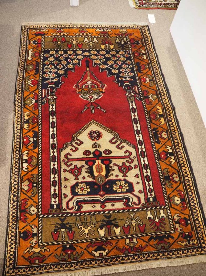 Double knotted wool on wool Prayer rug from Taspinar. Approximately 60 years old