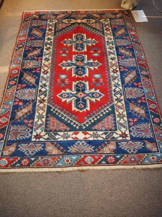 Wool on wool hand knotted Turkish carpet Dosemalte near Antalya. Approximately 40 years old