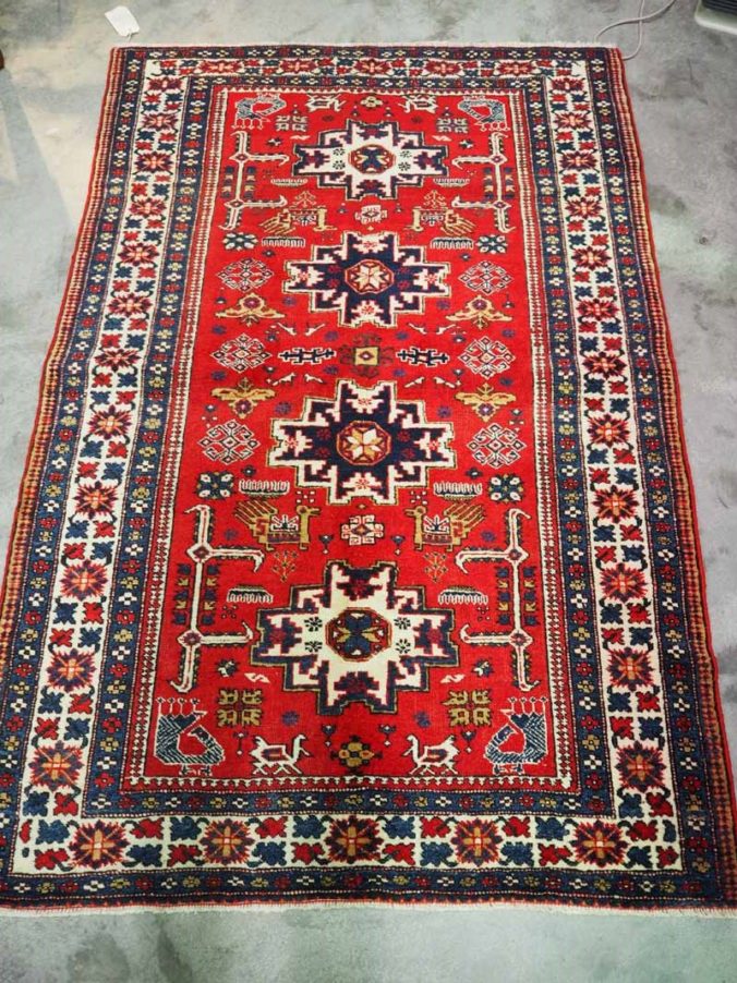 Finely knotted wool on cotton Carpet Balouch. Approxikately 60 years old