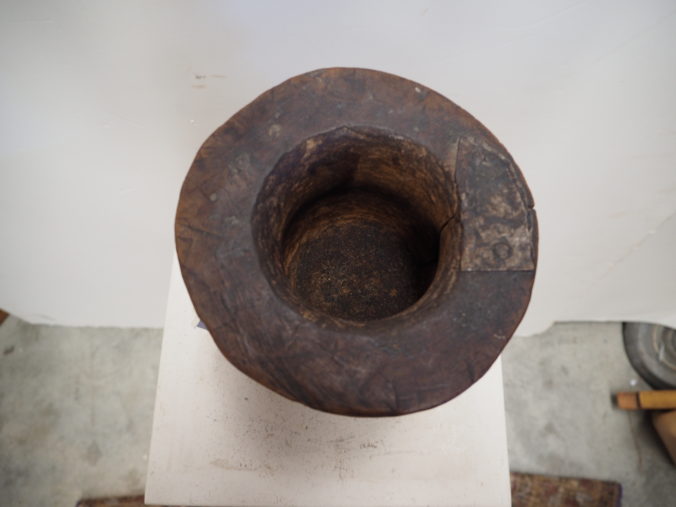 Rare 19th century carved wood ottoman coffee mortar