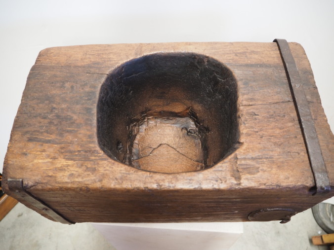 19th Century Ottoman period Turkish wooden mortar & carved stone pestle
