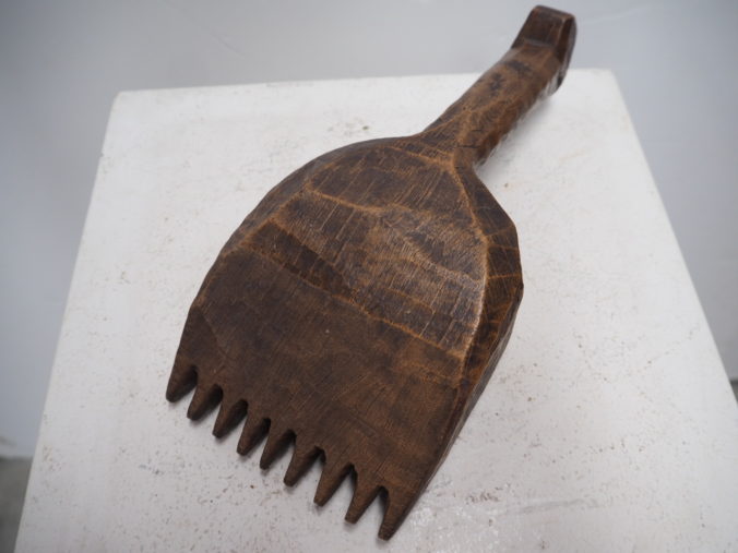 Antique wooden Ottoman period wooden carpet making tool (Pile Tamper)