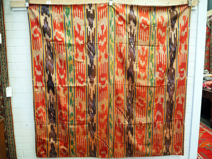 Fine antique hand loomed silk Ikat bead spread c.1930