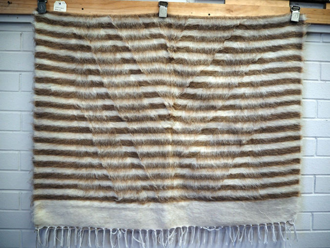 Hand loomed Turkish wool & goats hair on cotton Kilim Blanket from Siirte
