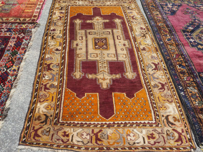Hand made double knotted wool on wool Turkish carpet from Konya, Armenian, Approximately 70 years old