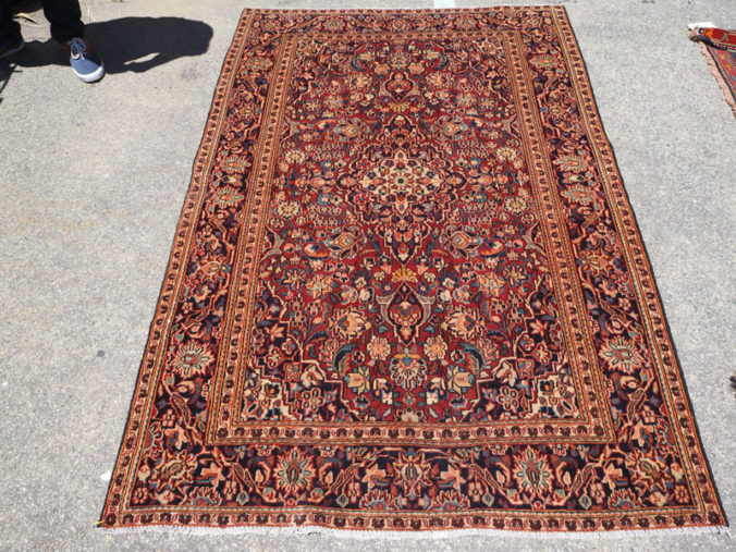 Hand knotted wool on cotton Persian carpet from Keshan, approximately 60 years old