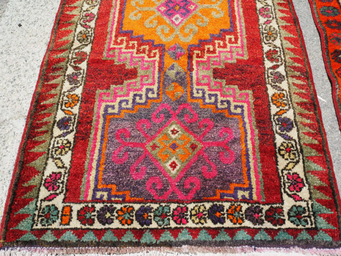Hand knotted wool on wool Iraqi Kurdish Herki runner, approximately 40 - 50 years old