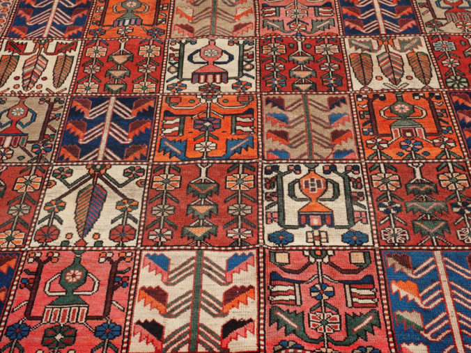 Hand knotted wool on wool Persian carpet Bakhtiari garden design, approximately 80 years old