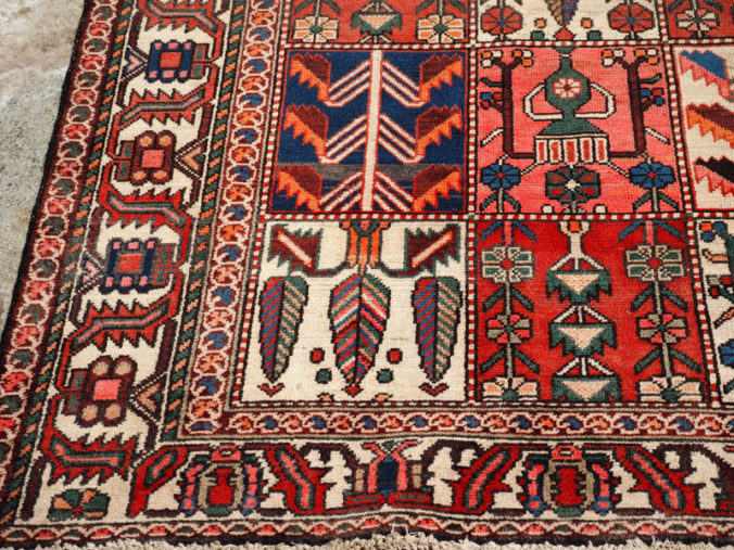 Hand knotted wool on wool Persian carpet Bakhtiari garden design, approximately 80 years old