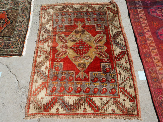 Double knotted hand made wool on wool Turkish carpet from Konya, approximately 60 - 70 years old