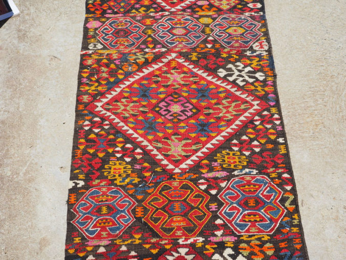 Hand woven wool on wool Iraqi Kurdish Herki Runner, approximately 50 years old