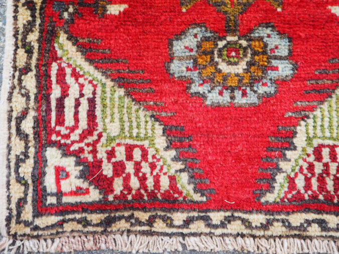 Double knotted hand made wool on wool from Nigde ' Ramshorn border', approximately 30 - 40 years old