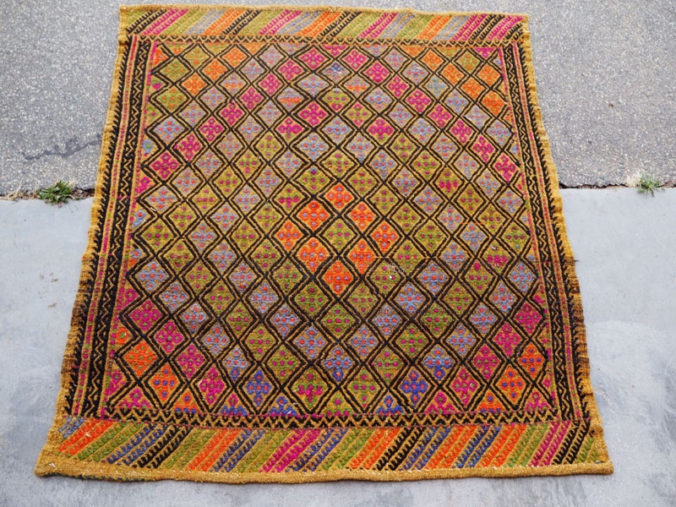 Hand woven wool on wool Turkish embroidered Kilim ' Cicim' from Cannakale, approximately 40 - 50 years old