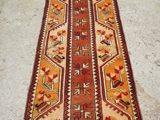 Double knotted hand made wool on wool Turkish carpet from Milas, approximately 50 years old