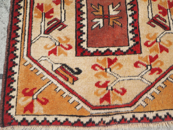Double knotted hand made wool on wool Turkish carpet from Milas, approximately 50 years old