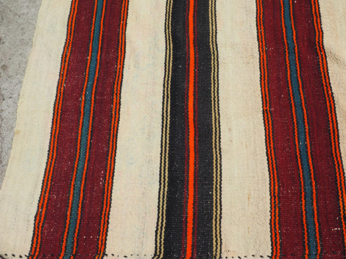 Hand woven wool on wool Turkish kilim, approximately 50 years old from Balekisir