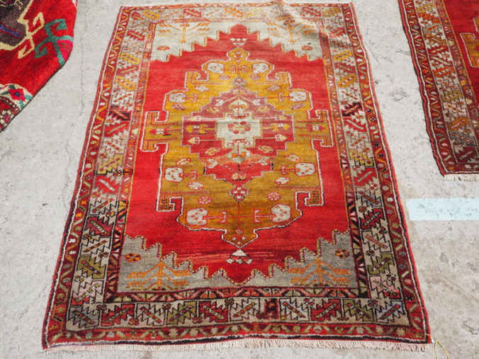 Double knotted hand made wool on wool Turkish carpet from Sivas. Approximately 40 years old