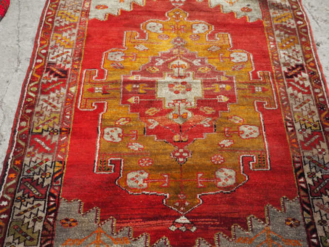 Double knotted hand made wool on wool Turkish carpet from Sivas. Approximately 40 years old
