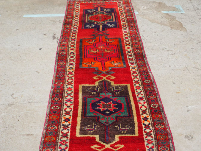 Hand knotted wool on wool Iraqi Herki runner, approximately 30 years old