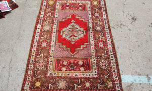 Hand knotted wool on wool Turkish carpet from Kirsehir, approximately 50 years old