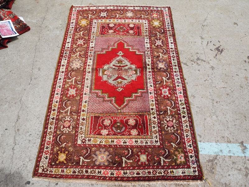 Hand knotted wool on wool Turkish carpet from Kirsehir, approximately 50 years old