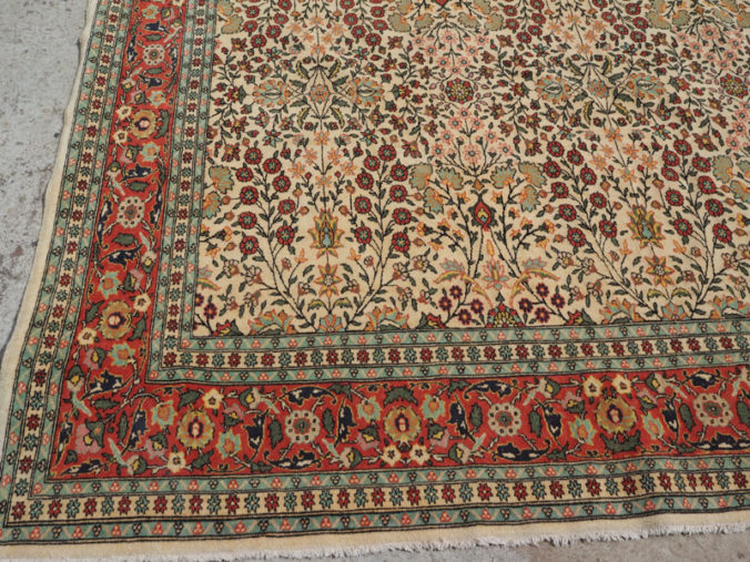 Very Finely double knotted wool on cotton Turkish carpet from Hereke, approximately 50 - 60 years old