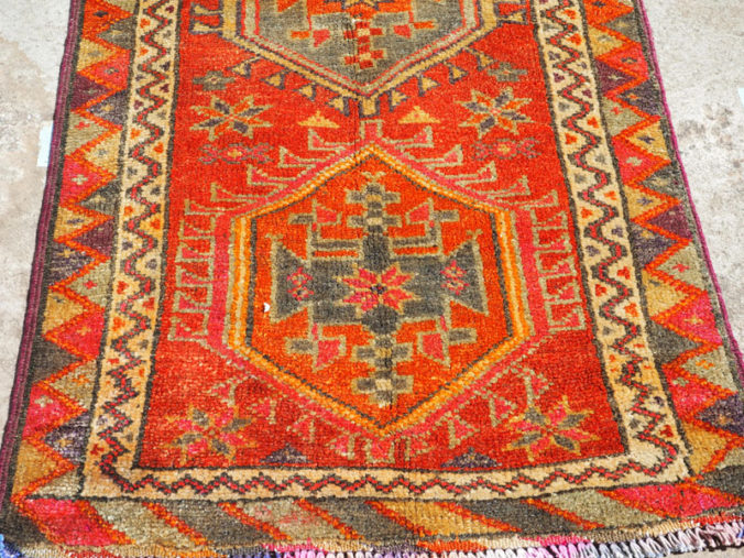 Hand made wool on wool Iraqi Kurdish Herki runner, approximately 30 - 40 years old