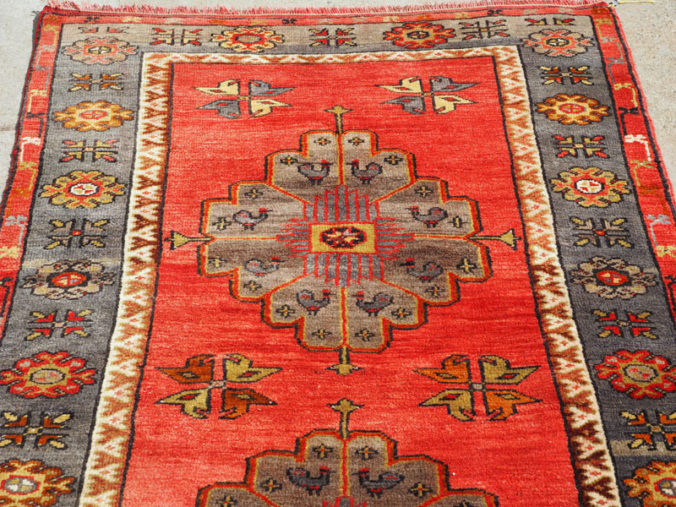 Double knotted hand made wool on wool Turkish carpet from Konya, approximately 50 years old