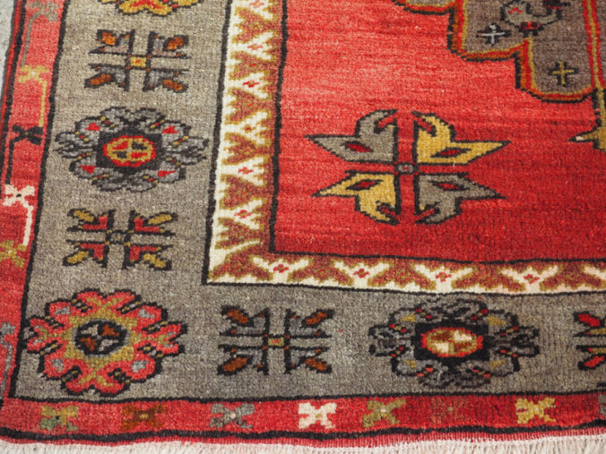Double knotted hand made wool on wool Turkish carpet from Konya, approximately 50 years old