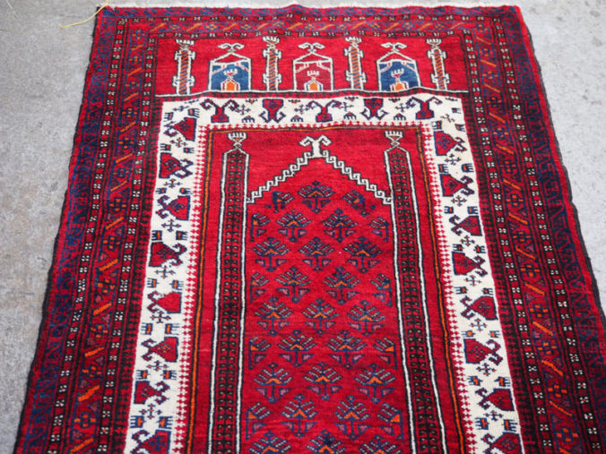 Hand made woiol on wool Balouch carpet, approximatley 40 - 50 years old