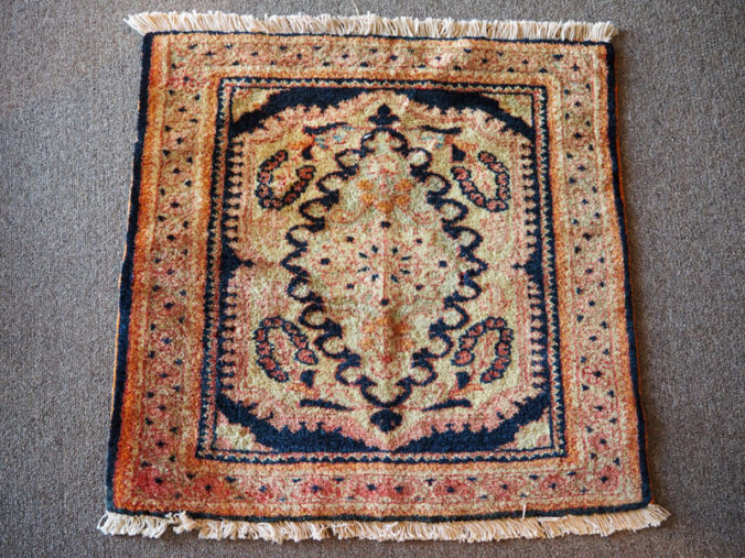 Hand knotted wool on wool small carpet from Konya, approximately 60 years old