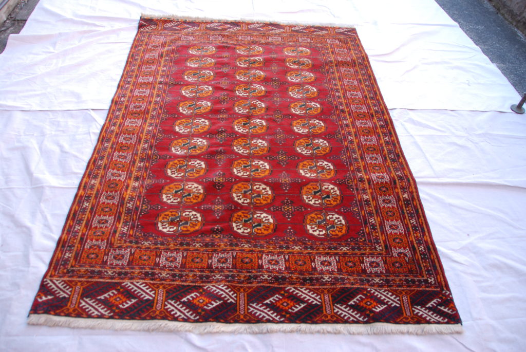 T781 Turkoman Tekke tribe Bokhara pattern carpet approximately 60 years old 1.9 x 1.27 $1795.00