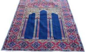 T800 Antique Hand Knotted Ottoman Period Bulgarian Prayer Rug 1.80 x 1.36