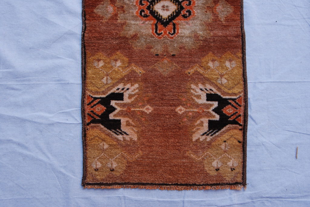 Turkish Ortakoy hand woven and knotted wool on wool carpet 70 years old 0.74 x 0.40 $295
