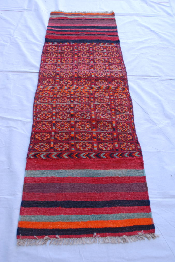 Hand knotted and woven wool on wool North Iranian Besich carpet 50-60 years old 1.95 x 0.58 $575.00