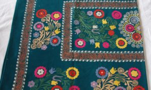 F177 Vintage Silk Embroidered on Felt Suzani from Uzbekistan