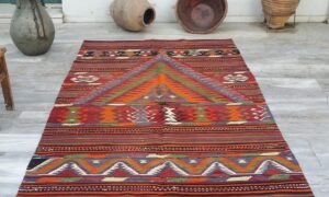 Turkish Vintage Konya Inlije Kilim