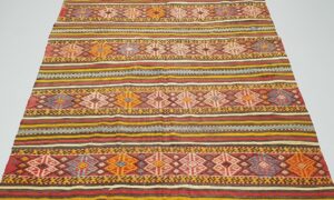 Turkish Vintage Embroidered Kilim, Balekisir