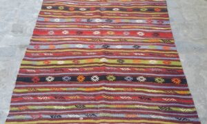 Turkish Vintage Embroidered Kilim Konya