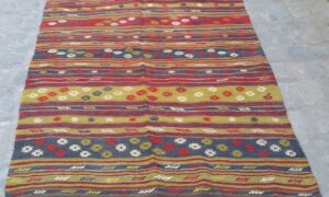 Turkish Vintage embroidered Konya kilim